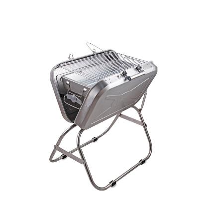 China Hot Selling Popular New Product Adjustable Size Grill Stainless Steel Suitcase Charcoal BBQ Portable Folding Grills For Camping for sale