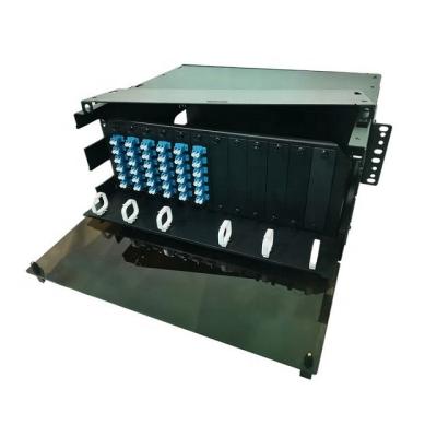 China Available Port 144 Fiber Optic Patch Panel Multiple Adapter Options 288 To Rack 4U Front Rear Sliding Glass Door LGX for sale