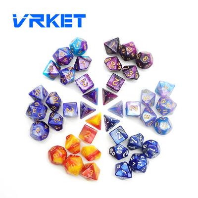 China Nontoxic. VRKET Eco-friendly custom 6 sided muliti d20 color dnd RPG board game resin die set for sale