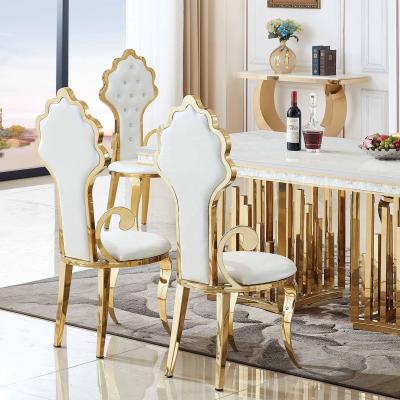 China High End Dining Chair Stainless Steel Leather Gold (Others) Wholesale Adjustable White Home Furniture Other) (Luxury Dining Chairs for sale