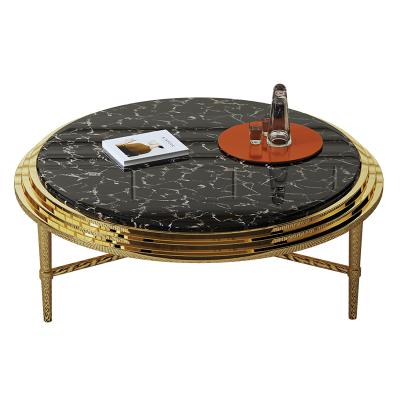 China (Other)style adjustable light luxury marble top coffee table (Other) for living room furniture stainless steel frame coffee table table for sale