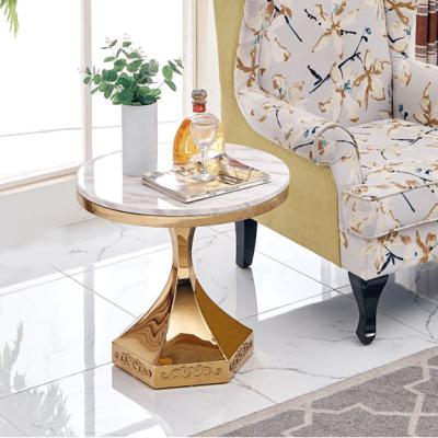 China Modern Adjustable Metal Luxury Marble Coffee Table Top View Light Stainless Steel Gold Side Tables (Others) (For Living Room Furniture for sale