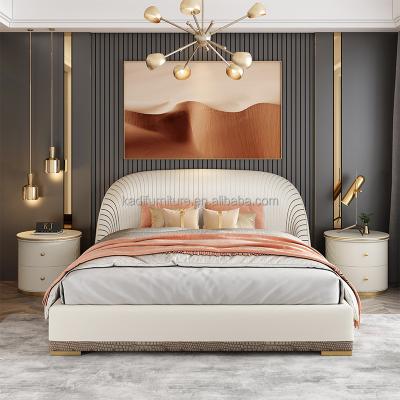 China Luxury Adjustable King Size Bed Bedroom Furniture Set (Others) (Other) Wholesales Adjustable With Frame Modern Queen Size Bed Genuine Leather Beds for sale