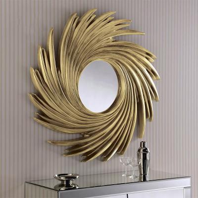 China Large Oval Round Shaped Wall Mirrors Minimalist Light Luxury Gold Glass Mirror Decorative Vanity Mirror For Corridor Dining Living Room for sale