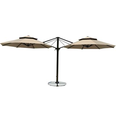 China Modern Modern Garden L Shape Outdoor Table 1+2+side Rattan Furniture Set Woven Outdoor Umbrella for sale