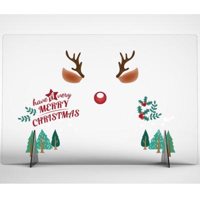 China PMMA Christmas Partition Board Acrylic Christmas Reindeer For Shop Decoration Sneeze Guard for sale