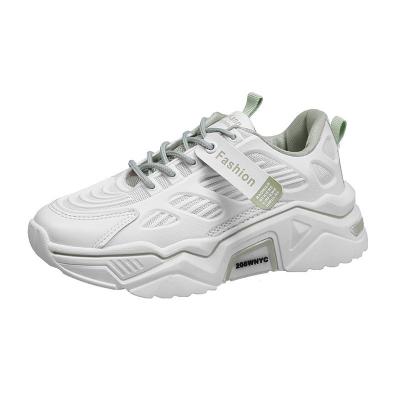 China CUSHIONING 2021 Women's PU Sneakers Vulcanize Trend Breathable Mesh Running Shoes Fashion Unique Women's Korean Thick Female Platform Shoes for sale