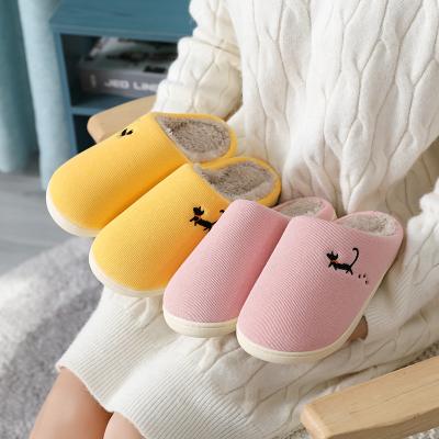 China Fashion Trend FZNYL Winter Slippers Women Furry Men Warm Indoor Ladies Memory Foam Bedroom Flat Non-slip Sandals For Family for sale