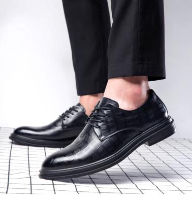 China 2019 Luxury Genuine Leather Spring Fashion Anti-odor Casual Dress Platform Men's Italian Genuine Leather Shoes, Black Leather Office Men Shoes for sale