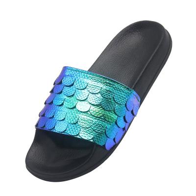 China Reflective Blue Anti-Smell PU Coated Sandals Men, Fashion Color Woman Slides, Non-Slip Rubber EVA Slide Sandals For Men for sale