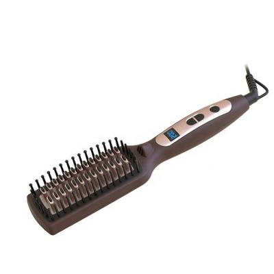 China Professional Hotel Genie Ceramic LED Digital Display Hair Straightening Brush Hair Straightener Comb for sale