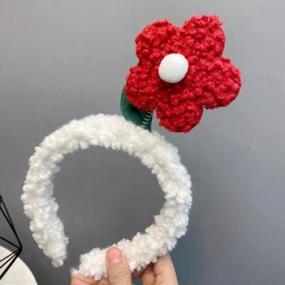 China Eco-Friendly Cute Flower Shape Women Cosmetic Soft Plush Face Wash Makeup Headband Internet Celebrity Spoof Funny Hair Band for sale