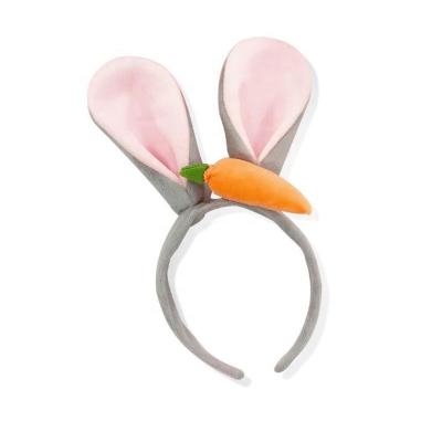 China Eco-friendly custom design stuffed plush bunny ear headband rabbit ear headband cute fancy fluffy carrot cloth hair clasp for sale