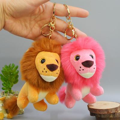 China Eco - Friendly Wholesale Soft Plush Faux Fur Toy 12cm Lion Hair Stuffed Key Chain for sale