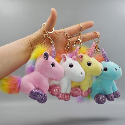 China 5 Inch Eco-Friendly Lovely Plush Rainbow Unicorn Key Chain Soft Toy for sale