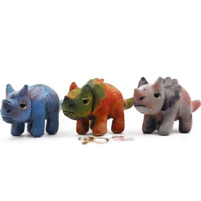 China Lovely Cute Creative Triceratops Stuffed Key Chain Eco-friendly Camouflage Plush Toy Dinosaur Soft Toy for sale