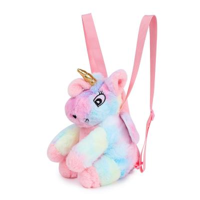 China Plush Unicorn Plush Backpack Kindergarten Backpack Large Eyes Embroidered Girl Schoolbag Kids Packsack for sale