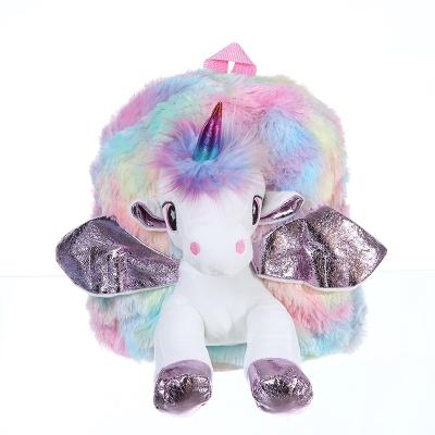 China 3D Plush Cartoon Stuffed Doll Backpack Children's Unicorn Stock Number Stuffed Backpack New for sale