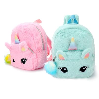 China Plush Unicorn Plush Backpack Kindergarten Backpack Large Eyes Embroidered Girl Schoolbag Children for sale