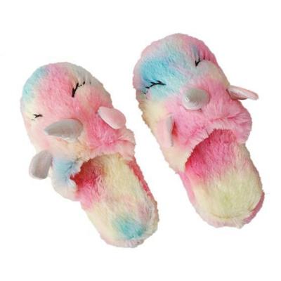 China Eco-Friendly Manufacturer Low Price Quality Stuffed Soft Lovely Cartoon Animal Unicorn Plush Slipper for sale