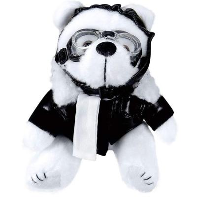 China New Plush Stuffed Plush Pilot Teddy Bear Can Love Glass Teddy Bear Mascot Plush Toy for sale