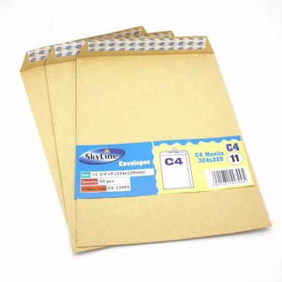 China Plain White Business Envelope Kraft Paper A4 C4 Envelope With Double Sided Sealing Tape for sale