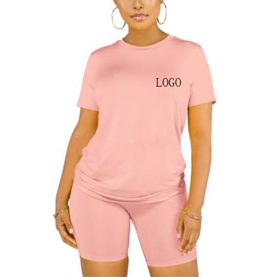 China QUICK DRY Custom Logo Women Clothing Over Size Sleeve Solid Short Shorts Set 2 Piece Women Casual Outfit for sale