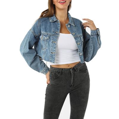 China Anti-wrinkle oem custom women's denim jacket vintage washed distressed plus size denim jacket for sale