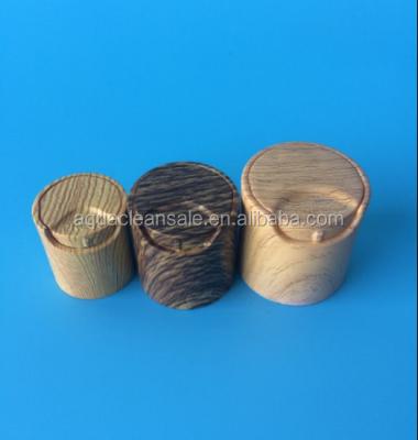 China Plastic Bottles Texture Wood Disc Top Cap for sale