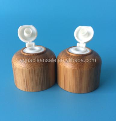 China Non Refillable Flip Top Cap 24mm Screw Cap With Bamboo for sale