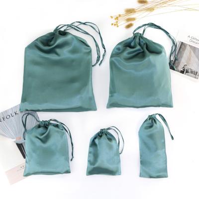 China Custom wholesale price logo silk drawstring bag satin string drawstring bag for gift for sale