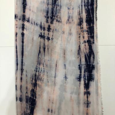 China Simple rayon chaills hand tie dye fabric snakeskin pattern for maxi dresses beach wear for sale