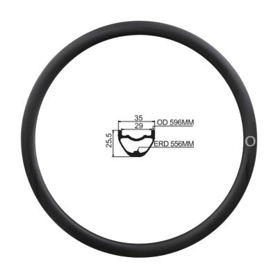 China Hookless /Tubeless 27.5 Er Ready Custom Design Mountain Carbon Bike Rims 700 C Carbon Bicycle Rim for sale