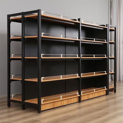 China Customized Single Sided Supermarket Wooden Shelf and Single Sided Grocery Shelves Supermarket Shelves for sale