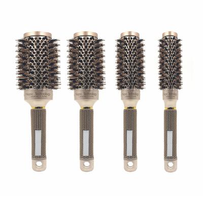 China Boar Bristle Roller Ceramic Round Hair Brush Nano Thermal Ceramic Brush Best Price For Barber Shop for sale