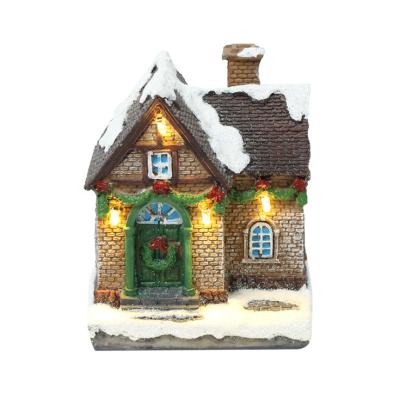 China P02 Resin Christmas Village Personalized Ornaments With Light China Christmas Supplies Christmas Gift For Kids Hot Sale for sale