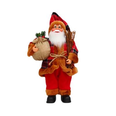 China Chemical Fiber Cloth C13Christmas Ornament 18 Inch 46 Cm Santa Claus Doll Standing Sitting Ornament for sale