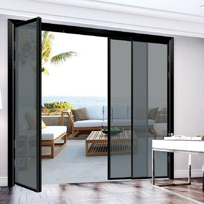 China Post Modern PT Palladium Aluminum Open Glass Door Four Double Swing Sliding Casement Doors for sale