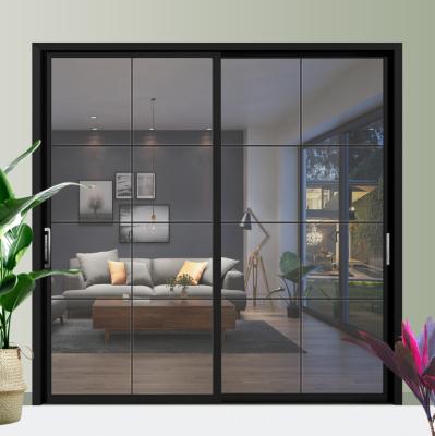 China Slim Aluminum Magnetic Screen Frame Sliding Glass Door Design For Kitchen Door for sale