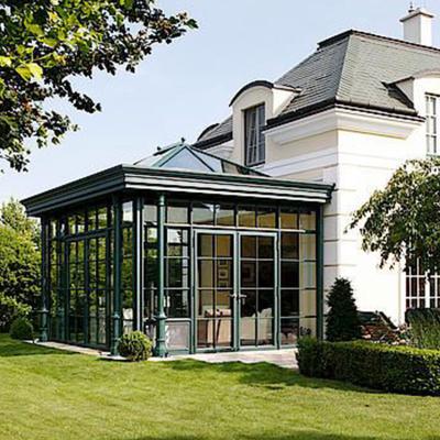 China Modern popular lowes design aluminum frame glass garden house solarium and parking lot for sale