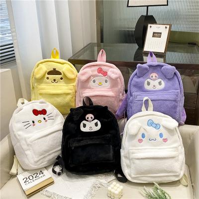 China Wholesale Cute Furry Plush Dog Mini Backpack for Girls Double Shoulder Bag for Kids Gift Kawaii School Backpacks for sale