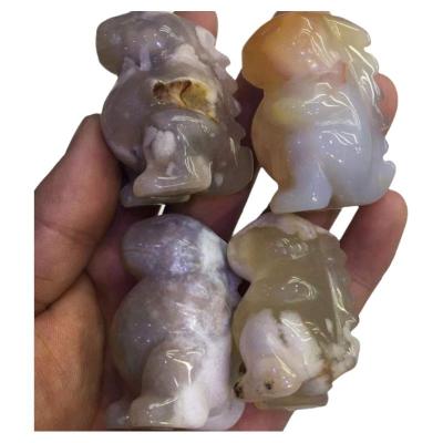 China China Hot Selling Natural Cherry Blossom Agate Hand-carved Crystal Dinosaur For Crafts for sale