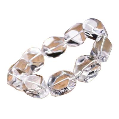 China High Quality Natural White Crystal Bracelet Ring Hand String Simple Clear Quartz Charm Jewelry Wholesale Casual/Sports For Men And Women for sale