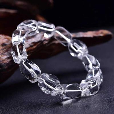 China China High Quality Natural White Crystal Single Circle Hand String Bracelet Clear Quartz Charm Bracelets 20mm Crystal For Wome Jewelry for sale