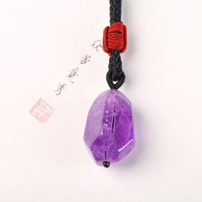 China Hiphop 100% Natural Amethyst Stone Pendant Irregular Natural Raw Crystal Pendant For Women Gemstone Necklace Jewelry for sale