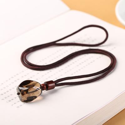 China Wholesale China Wholesale Cheap Double Fluorite Black Obsidian Rose Amethyst Quartz Point Pendants With Black Straps for sale