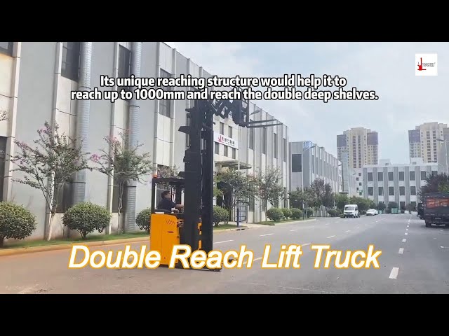 three section double reach lift truck narrow aisle  load distance 600mm