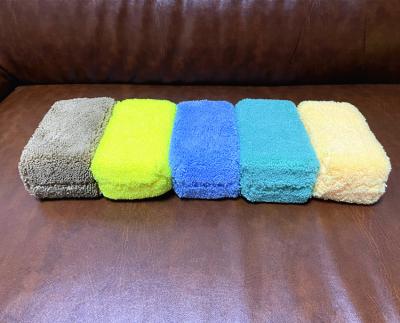 China Rectangle Multi Colors Premium Car Detailing Ceramic Coating Microfiber Sponge Block Applicator Pad for sale