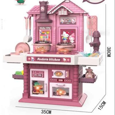 China Cartoon Toy Light Music Funny Game Pretend Toys Mini Kitchen Toys Real Cooking Set For Kids for sale