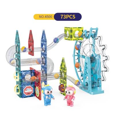 China Cartoon Toy 73pcs Running Toy Low Price House Kids Building Block Marble Toys For Children for sale